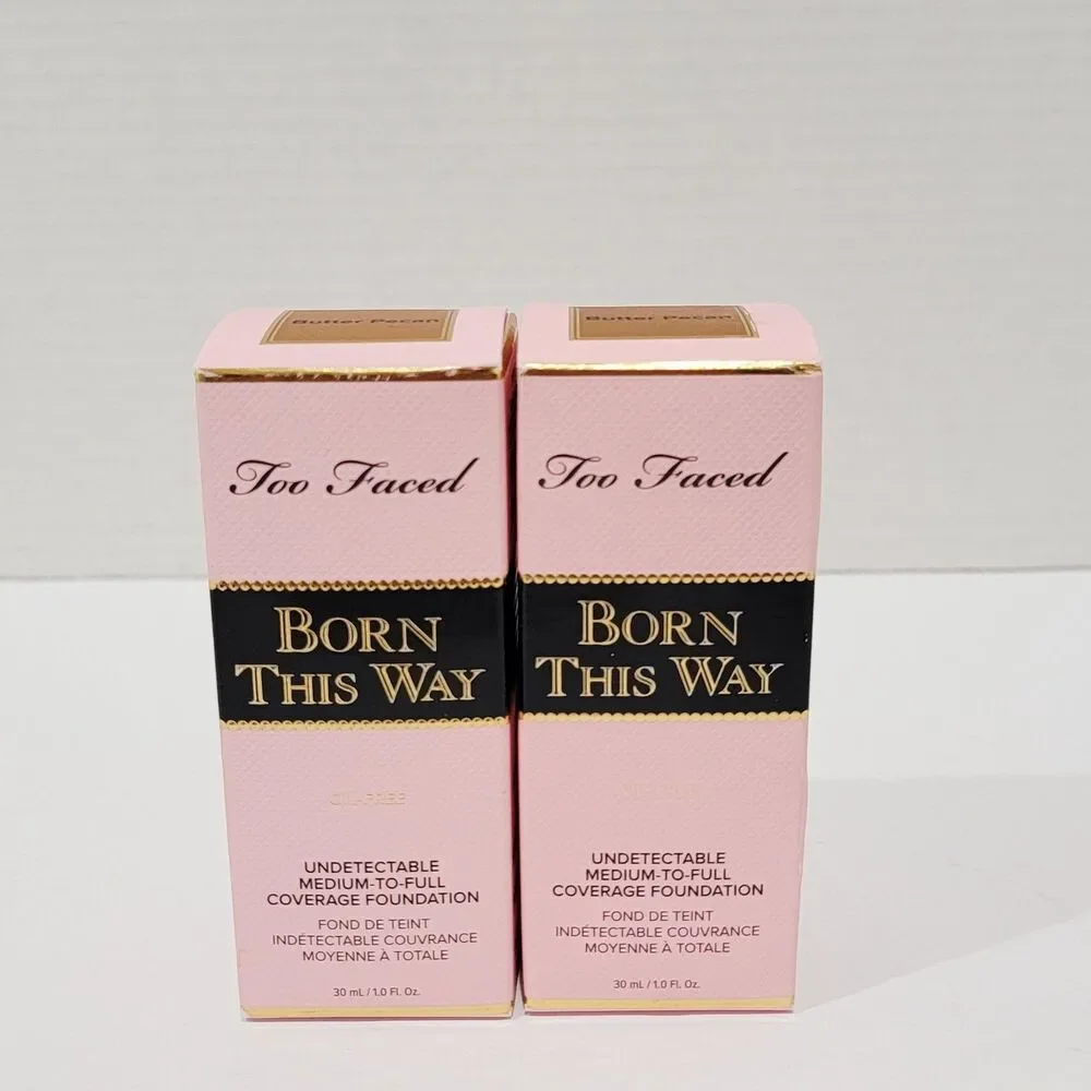 Too Faced Born This Way BUTTER PECAN Undetectable Foundation 1.0 Fl Oz Lot of 2